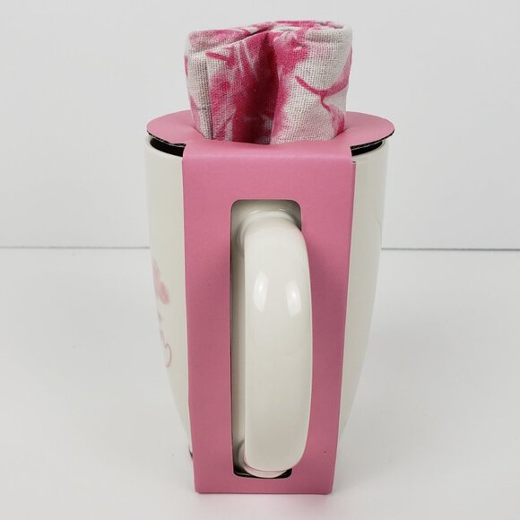 ELUM Pink & White Full Bloom Tea Towel & Mug Set, Spring Hostess Gift Floral NWT - Picture 3 of 6